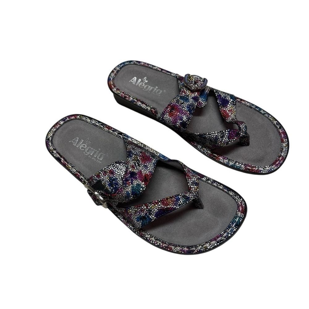 Alegria Womens VAL-447 Multicolor Leather Slip On Slide Sandal EU 39 US 9